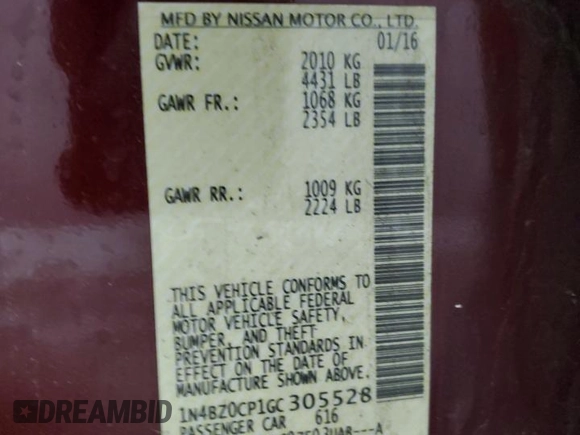 2016 Nissan LEAF S с VIN 1N4BZ0CP1GC305528, выставлен на аукционе Copart как лот 58667635 с пробегом 51 299 миль миль и Чистый • Clean title. История ставок и продаж доступна на DreamBid. Изображение 12.