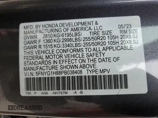 2023 Honda Pilot Elite with VIN 5FNYG1H88PB038408, listed as a Copart auction lot 72226334 with 0 mi miles and Salvage Title. Bid and sale history available at carsss.com. Image 16.