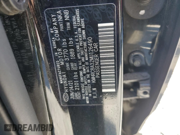 2021 Hyundai Venue SEL with VIN KMHRC8A32MU126490, listed as a Copart auction lot 48974615 with 48,857 mi miles and Salvage title. Bid and sale history available at DreamBid. Image 13.