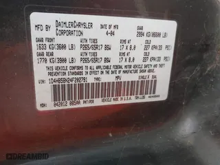 2004 Dodge Durango Limited with VIN 1D4HB58N24F202791, listed as a IAAI auction lot 41807475 with 99,913 mi miles. Bid and sale history available at carsss.com. Image 9.