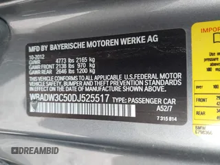 2013 BMW 3 Series 328i with VIN WBADW3C50DJ525517, listed as a IAAI auction lot 41905268 with 99,534 mi miles. Bid and sale history available at carsss.com. Image 9.