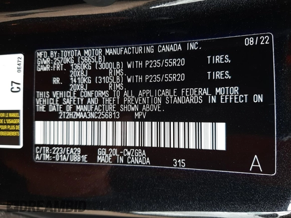 2022 Lexus RX 350 with VIN 2T2HZMAA3NC256813, listed as a Copart auction lot 42963783 with 6,297 mi miles and . Bid and sale history available at DreamBid. Image 15.