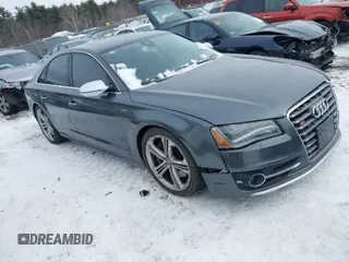 2014 Audi S8 with VIN WAUD2AFD8EN011752, listed as a IAAI auction lot 41556173 with 115,648 mi miles. Bid and sale history available at carsss.com. Image 1.