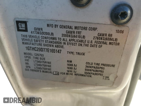 2007 GMC Sierra 1500 with VIN 1GTHC29D77E165147, listed as a Copart auction lot 80799064 with 233,678 mi miles and Salvage Title. Bid and sale history available at DreamBid. Image 12.