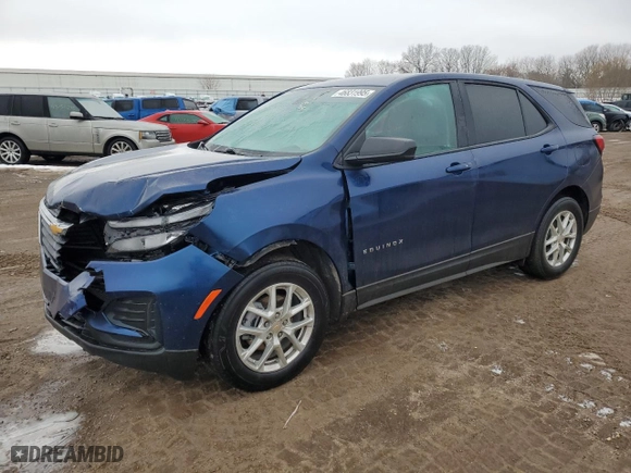 2022 Chevrolet Equinox LS with VIN 3GNAXSEV4NS231815, listed as a Copart auction lot 46831995 with 43,153 mi miles and Non Repairable. Bid and sale history available at carsss.com. Image 1.