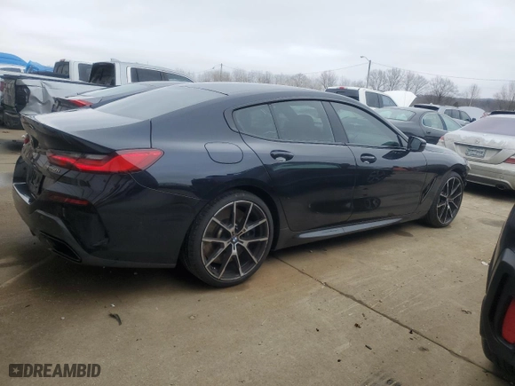 2022 BMW 8 Series M850i with VIN WBAGV8C03NCJ36975, listed as a Copart auction lot 44008505 with 16,631 mi miles and Salvage Title. Bid and sale history available at carsss.com. Image 3.
