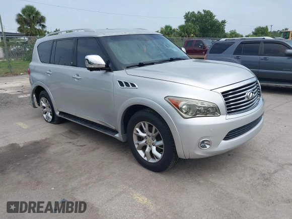 2011 Infiniti QX56 7-passenger with VIN JN8AZ2NF8B9501238, listed as a IAAI auction lot 42430925 with 188,605 mi miles and . Bid and sale history available at DreamBid. Image 1.