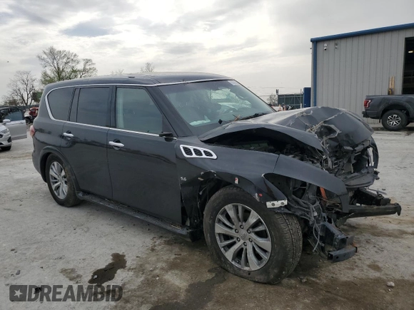 2015 Infiniti QX80 with VIN JN8AZ2NE6F9084599, listed as a Copart auction lot 50766905 with 0 mi miles and Salvage Title. Bid and sale history available at carsss.com. Image 4.