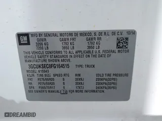 2015 Chevrolet Silverado 1500 LTZ with VIN 3GCUKSEC8FG164515, listed as a IAAI auction lot 40711690 with 91,440 mi miles. Bid and sale history available at carsss.com. Image 9.