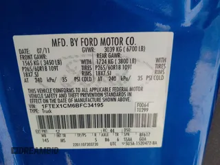 2011 Ford F-150 XL z VIN 1FTEX1CM6BFC34195, wystawiony jako IAAI lot #42559795 z przebiegiem 204 001 mil mil oraz . Historia ofert i sprzedaży dostępna na DreamBid. Obrazek 9.