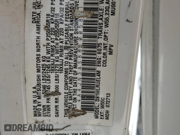 2011 Mitsubishi Endeavor SE z VIN 4A4JN3AS8BE005811, wystawiony jako Copart lot #54486745 z przebiegiem 144 424 mil mil oraz Nie do naprawy • Non repairable. Historia ofert i sprzedaży dostępna na DreamBid. Obrazek 13.