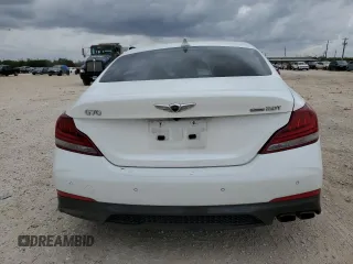 2021 Genesis G70 2.0T with VIN KMTG44LA2MU066726, listed as a Copart auction lot 50803555 with 28,618 mi miles and Salvage title. Bid and sale history available at DreamBid. Image 6.