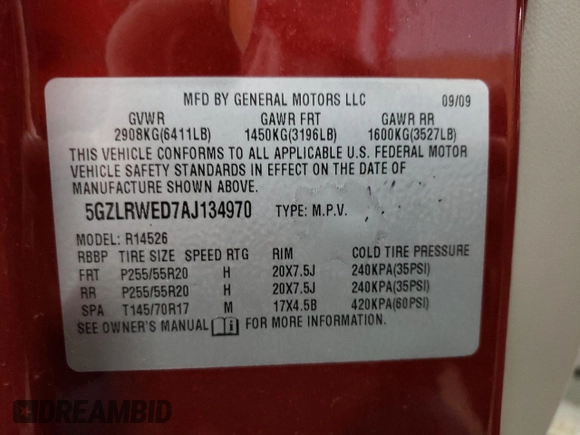 2010 Saturn Outlook z VIN 5GZLRWED7AJ134970, wystawiony jako Copart lot #42146565 z przebiegiem 175 481 mil mil oraz Czysty tytuł • Clean title. Historia ofert i sprzedaży dostępna na DreamBid. Obrazek 13.