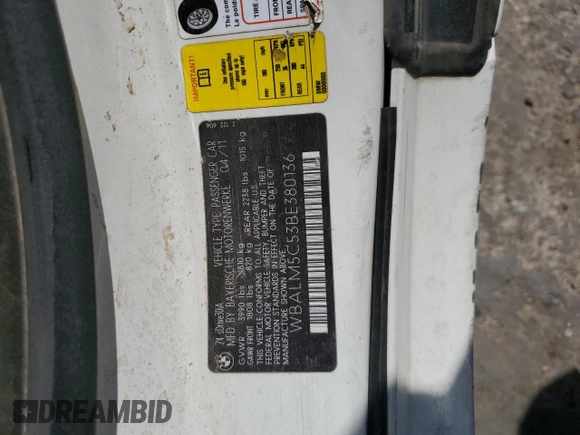 2011 BMW Z4 sDrive30i с VIN WBALM5C53BE380136, выставлен на аукционе Copart как лот 51761605 с пробегом 145 367 миль миль и Списание • Salvage title. История ставок и продаж доступна на DreamBid. Изображение 12.