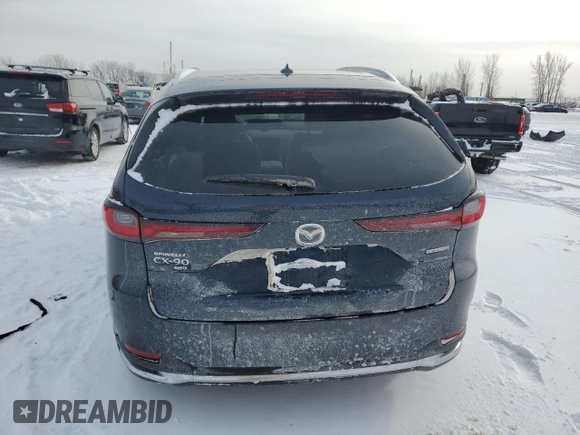 2025 Mazda CX-90 S Premium Plus Package with VIN JM3KKEHC6S1193581, listed as a Copart auction lot 86355484 with 4,455 mi miles and Salvage title. Bid and sale history available at DreamBid. Image 6.