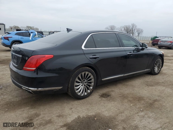 2017 Genesis G90 3.3T Premium with VIN KMHG34JA9HU025421, listed as a Copart auction lot 81075664 with 99,443 mi miles and Salvage Title. Bid and sale history available at carsss.com. Image 3.