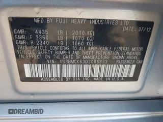 2013 Subaru Legacy Limited with VIN 4S3BMCK63D3006833, listed as a IAAI auction lot 42470849 with 135,474 mi miles and . Bid and sale history available at DreamBid. Image 9.