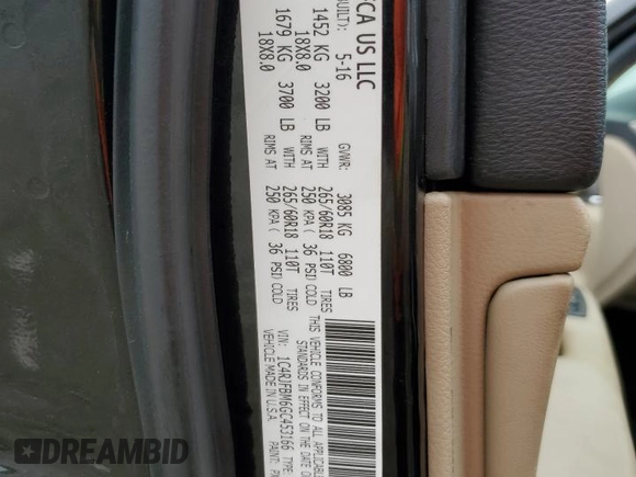 2016 Jeep Grand Cherokee Limited with VIN 1C4RJFBM6GC453166, listed as a Copart auction lot 61264065 with 153,002 mi miles and Salvage title. Bid and sale history available at DreamBid. Image 13.