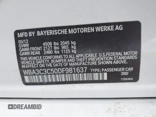 2013 BMW 3 Series 320i xDrive z VIN WBA3C3C50DF981637, wystawiony jako IAAI lot #41834187 z przebiegiem 79 406 mil mil oraz . Historia ofert i sprzedaży dostępna na DreamBid. Obrazek 9.