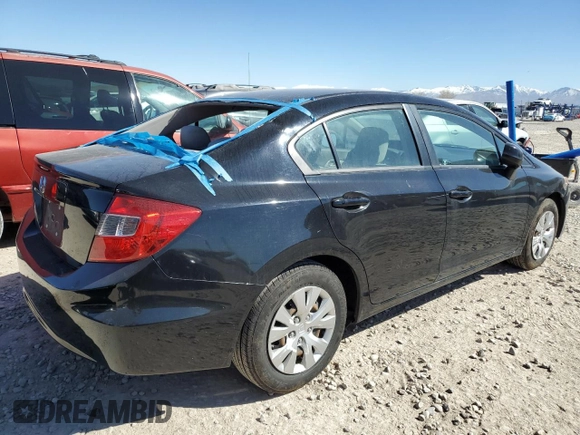 2012 Honda Civic LX with VIN 2HGFB2F57CH604861, listed as a Copart auction lot 50294515 with 130,214 mi miles and Salvage Title. Bid and sale history available at DreamBid. Image 3.