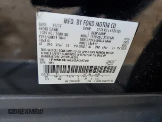 2018 Ford Explorer XLT z VIN 1FM5K8DH6JGA34740, wystawiony jako Copart lot #59957995 z przebiegiem 71 993 mil mil oraz Szkoda całkowita • Salvage title. Historia ofert i sprzedaży dostępna na DreamBid. Obrazek 13.