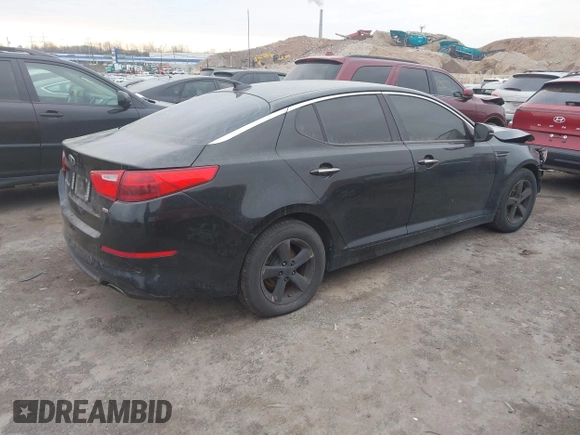 2014 Kia Optima LX with VIN 5XXGM4A73EG280685, listed as a IAAI auction lot 41190691 with 153,957 mi miles. Bid and sale history available at carsss.com. Image 4.