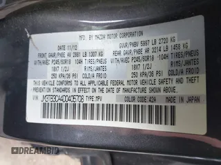 2013 Mazda CX-9 Touring with VIN JM3TB3CA4D0405708, listed as a IAAI auction lot 42796644 with 201,258 mi miles and . Bid and sale history available at DreamBid. Image 9.
