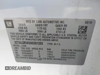 2010 GMC Terrain SLE-2 with VIN 2CTALDEW2A6381203, listed as a IAAI auction lot 41404389 with 128,082 mi miles. Bid and sale history available at carsss.com. Image 9.