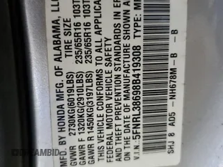 2008 Honda Odyssey EX-L with VIN 5FNRL38698B419308, listed as a Copart auction lot 51041735 with 123,161 mi miles and Salvage Title. Bid and sale history available at carsss.com. Image 13.