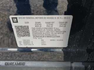 2021 Chevrolet Equinox LT with VIN 3GNAXUEV4MS122359, listed as a IAAI auction lot 42191173 with 61,190 mi miles and . Bid and sale history available at DreamBid. Image 9.