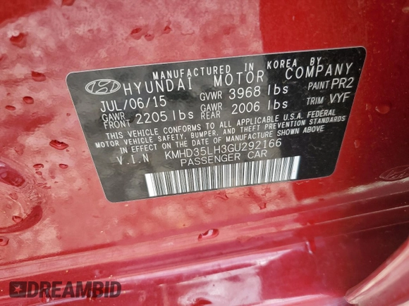 2016 Hyundai Elantra GT with VIN KMHD35LH3GU292166, listed as a Copart auction lot 65411194 with 60,226 mi miles and Salvage Title. Bid and sale history available at carsss.com. Image 12.