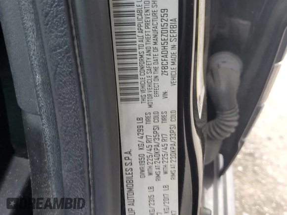2014 FIAT 500L Trekking with VIN ZFBCFADH5EZ015259, listed as a Copart auction lot 86390284 with 83,607 mi miles and Salvage Title. Bid and sale history available at DreamBid. Image 13.
