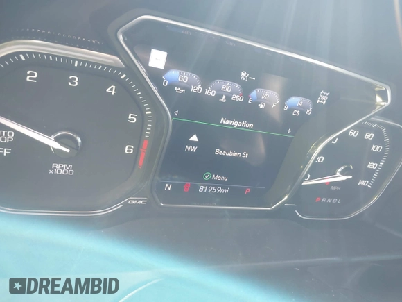 2020 GMC Sierra 1500 Denali with VIN 1GTU9FEL0LZ369793, listed as a IAAI auction lot 41870341 with 81,959 mi miles and . Bid and sale history available at DreamBid. Image 7.
