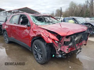 2021 Chevrolet Traverse RS with VIN 1GNEVJKW9MJ142403, listed as a IAAI auction lot 38953872 with 64,739 mi miles. Bid and sale history available at carsss.com. Image 1.