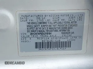 2013 Nissan Versa SV with VIN 3N1CN7AP5DL819164, listed as a IAAI auction lot 42731285 with 155,858 mi miles and . Bid and sale history available at DreamBid. Image 9.