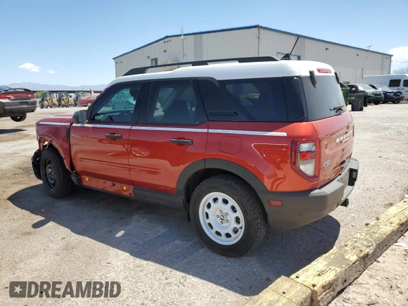 2023 Ford Bronco Sport Heritage с VIN 3FMCR9G68PRD81152, выставлен на аукционе Copart как лот 62551945 с пробегом 7 669 миль миль и Списание • Salvage title. История ставок и продаж доступна на DreamBid. Изображение 2.
