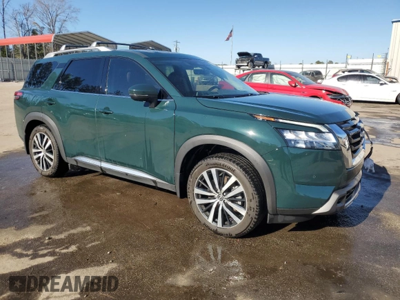 2023 Nissan Pathfinder Platinum with VIN 5N1DR3DH9PC249135, listed as a Copart auction lot 87843415 with 16,796 mi miles and Salvage title. Bid and sale history available at DreamBid. Image 4.