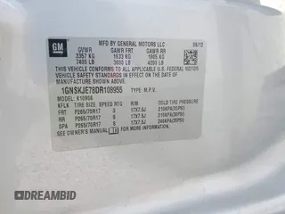 2013 Chevrolet Suburban LT with VIN 1GNSKJE78DR108955, listed as a IAAI auction lot 42004032 with 114,729 mi miles and . Bid and sale history available at DreamBid. Image 9.
