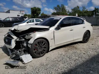 2020 Infiniti Q50 Red Sport 400 with VIN JN1FV7AR3LM660292, listed as a Copart auction lot 43868325 with 63,636 mi miles and Non Repairable. Bid and sale history available at carsss.com. Image 1.
