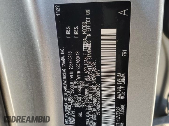 2023 Lexus NX 250 с VIN 2T2ADCAZ8PC003490, выставлен на аукционе Copart как лот 82197104 с пробегом 5 449 миль миль и Списание • Salvage title. История ставок и продаж доступна на DreamBid. Изображение 16.