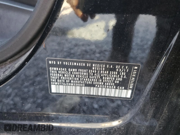 2017 Volkswagen Jetta GLI с VIN 3VW5T7AJ3HM336003, выставлен на аукционе Copart как лот 61926005 с пробегом 145 074 миль миль и Списание • Salvage title. История ставок и продаж доступна на DreamBid. Изображение 12.