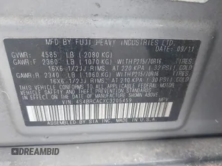 2012 Subaru Outback 2.5i with VIN 4S4BRCACXC3205459, listed as a IAAI auction lot 42643728 with 170,069 mi miles and . Bid and sale history available at DreamBid. Image 9.