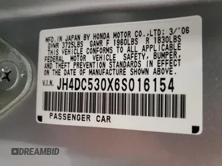 2006 Acura RSX Type-S Leather with VIN JH4DC530X6S016154, listed as a Copart auction lot 77568174 with 222,588 mi miles and Salvage Title. Bid and sale history available at carsss.com. Image 12.