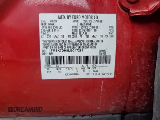 2020 Ford Explorer XLT with VIN 1FMSK7DH8LGC47284, listed as a Copart auction lot 47899495 with 52,016 mi miles and Salvage Title. Bid and sale history available at carsss.com. Image 13.