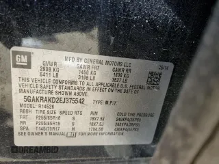 2014 Buick Enclave Convenience with VIN 5GAKRAKD2EJ375542, listed as a Copart auction lot 45338105 with 190,972 mi miles and Salvage Title. Bid and sale history available at carsss.com. Image 15.