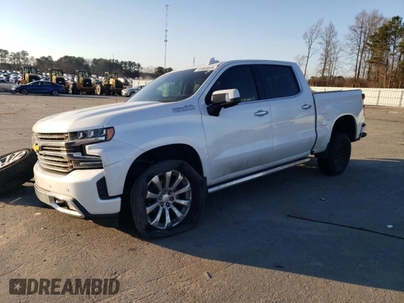 2019 Chevrolet Silverado 1500 High Country with VIN 1GCUYHEL9KZ311727, listed as a Copart auction lot 43365025 with 163,629 mi miles and Salvage Title. Bid and sale history available at carsss.com. Image 1.