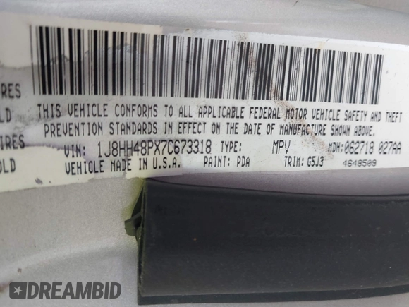 2007 Jeep Commander Sport с VIN 1J8HH48PX7C673318, выставлен на аукционе IAAI как лот 41585570 с пробегом 188 977 миль миль и . История ставок и продаж доступна на DreamBid. Изображение 9.