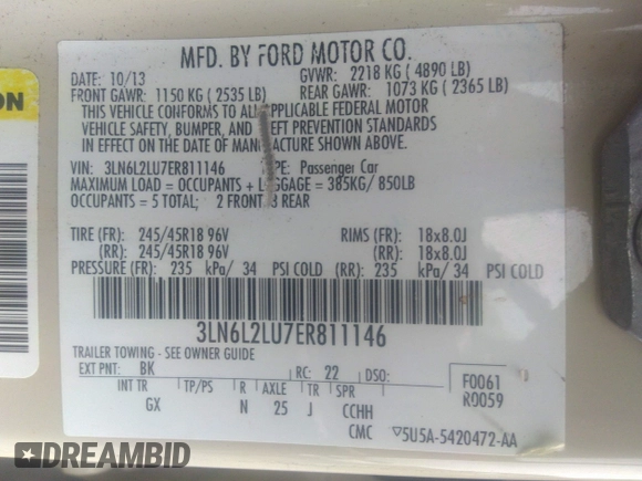 2014 Lincoln MKZ Hybrid с VIN 3LN6L2LU7ER811146, выставлен на аукционе IAAI как лот 42301675 с пробегом 152 613 миль миль и . История ставок и продаж доступна на DreamBid. Изображение 9.