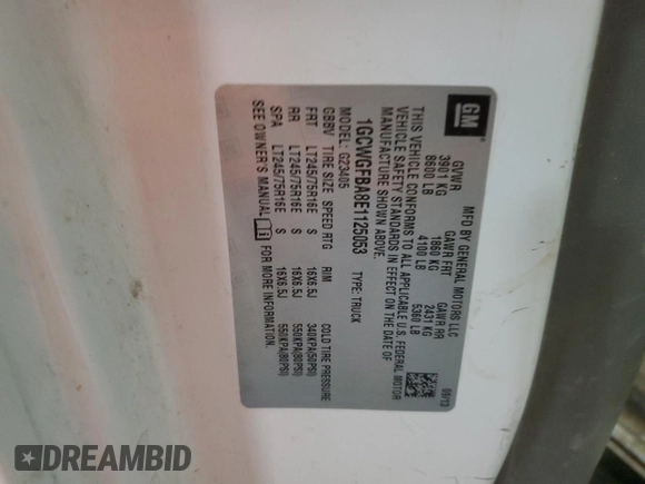2014 Chevrolet Express Cargo with VIN 1GCWGFBA8E1125053, listed as a Copart auction lot 51690415 with 165,609 mi miles and Salvage title. Bid and sale history available at DreamBid. Image 12.