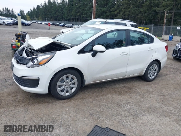 2016 Kia Rio LX with VIN KNADM4A36G6686149, listed as a IAAI auction lot 42015781 with 104,582 mi miles. Bid and sale history available at carsss.com. Image 2.